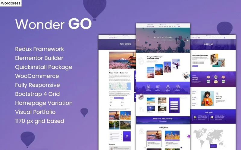 Wonder GO - Tour Booking and Travel WordPress ThemeNo No support Regular License